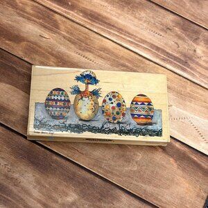STAMPS HAPPEN 90245 SURPRISE WOOD MOUNTED RUBBER STAMP FOR EASTER CHICK EGG